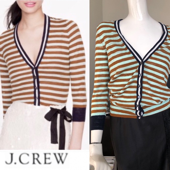J. Crew Sweaters J Crew Stripe Gauze Cardigan Poshmark
